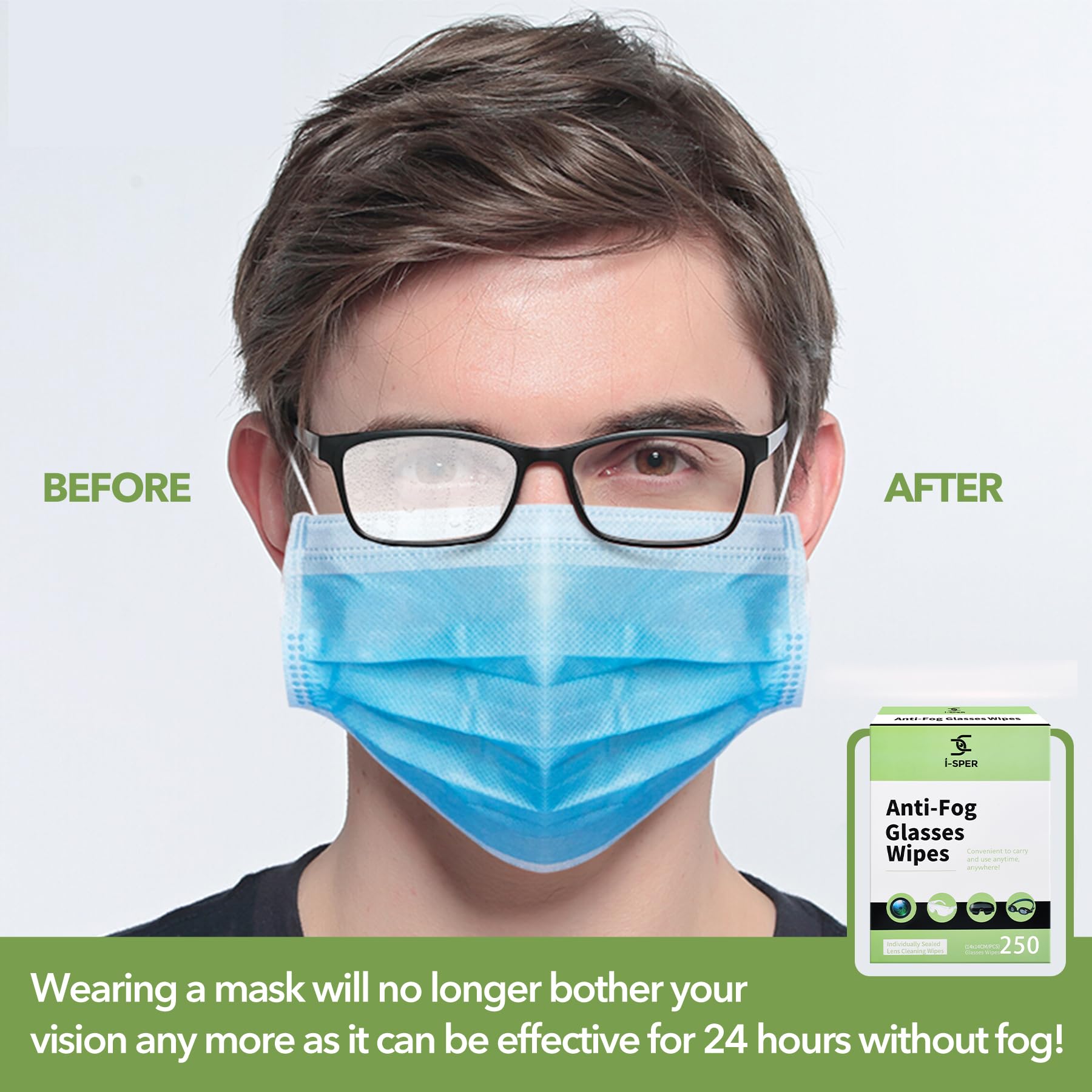Individually wrapped eyeglass wipes