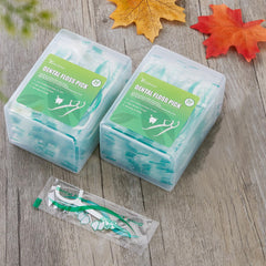 Individually wrapped dental floss picks ready for travel