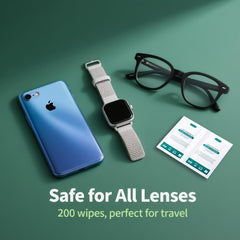 Individually wrapped lens cleaning wipes