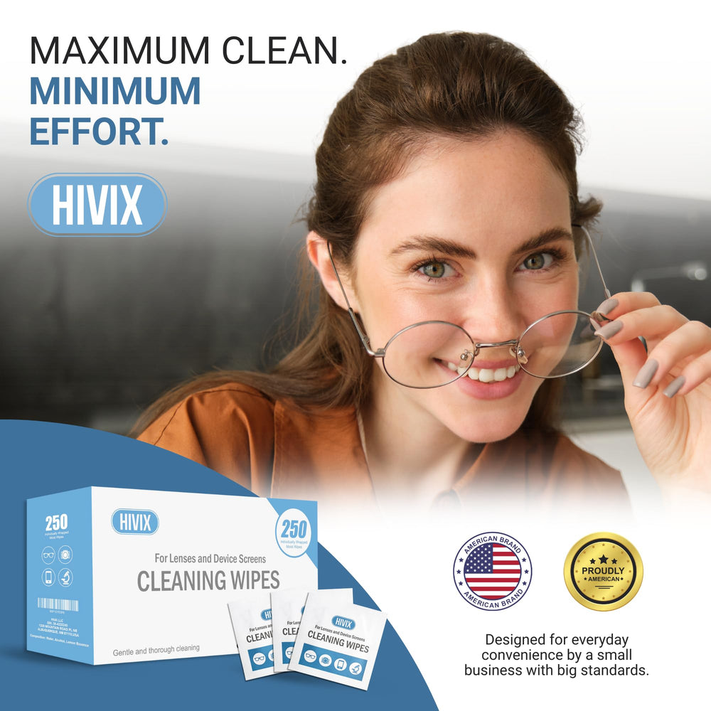 Individually wrapped lens wipes close-up