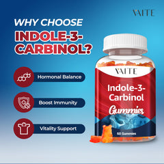 Close-up of Indole-3-Carbinol gummies on white background
