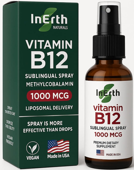 Front view of InErth Liposomal B12 Spray bottle