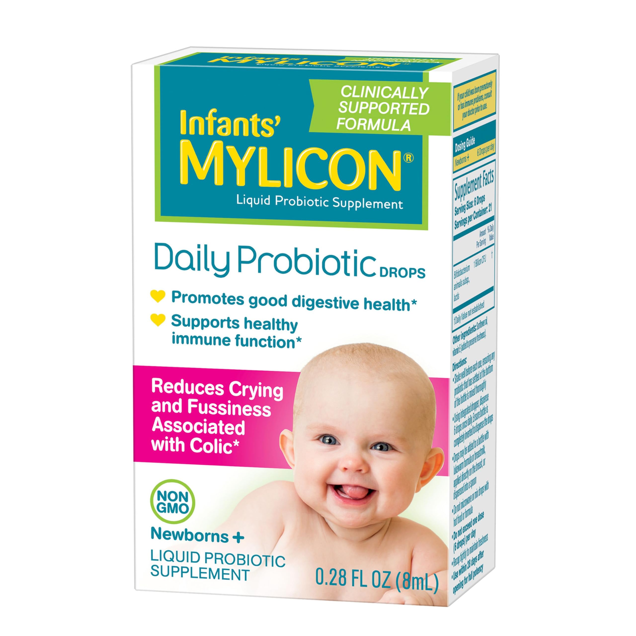 Infants' Mylicon Daily Probiotic Drops bottle with 8 mL size