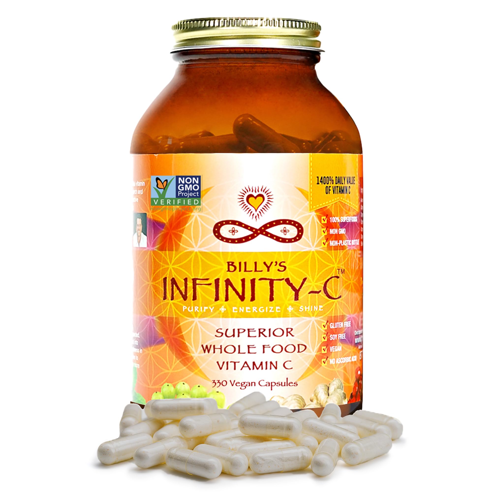 Infinity-C Organic Vitamin C Capsules bottle with label