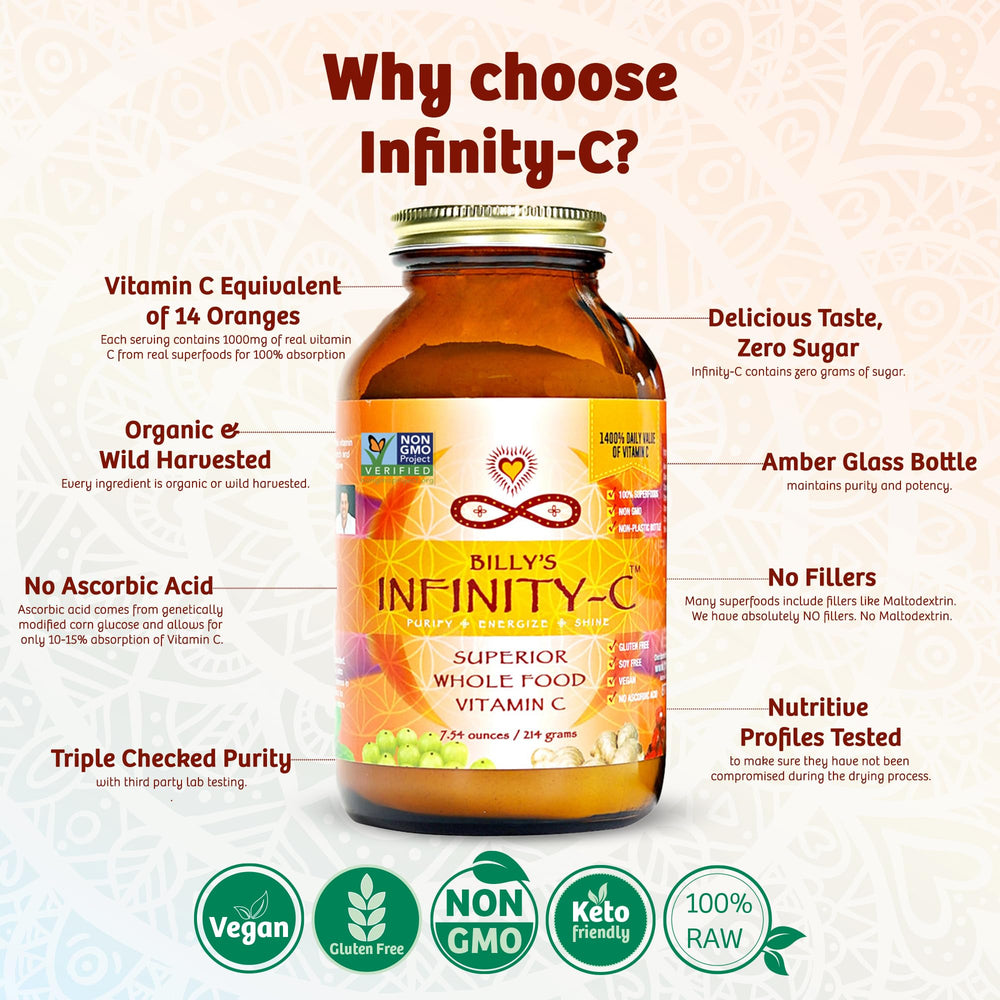 Infinity-C Organic Whole-Food Vitamin C Powder – 1000mg, Acerola, Camu ...