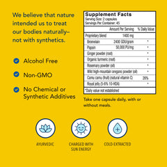 Inflam-EEZ ingredients including Ginger Root, Camu Camu Berries, Bromelain & Papain