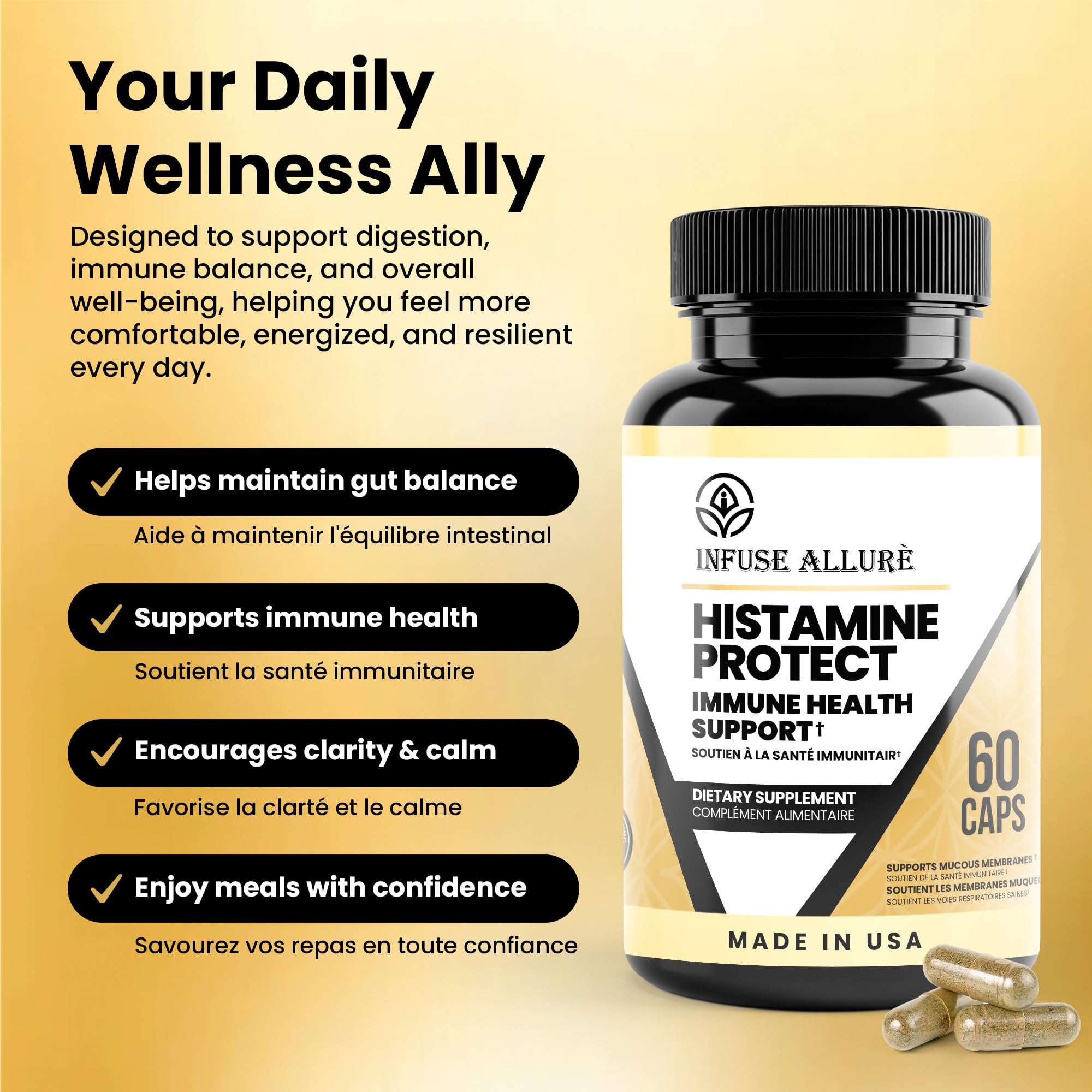 Infuse Allurè label highlighting natural, non-GMO, gluten-free formula