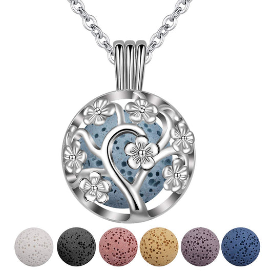 INFUSEU Sakura Tree Aromatherapy Necklace pendant with 24-inch chain
