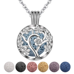 INFUSEU Sakura Tree Aromatherapy Necklace pendant with 24-inch chain