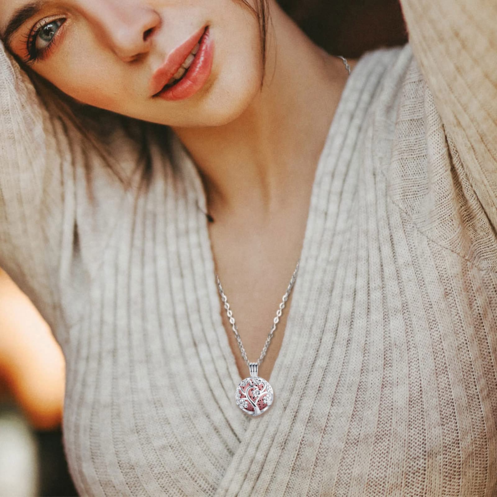 Close-up of silver-plated copper chain and bezel