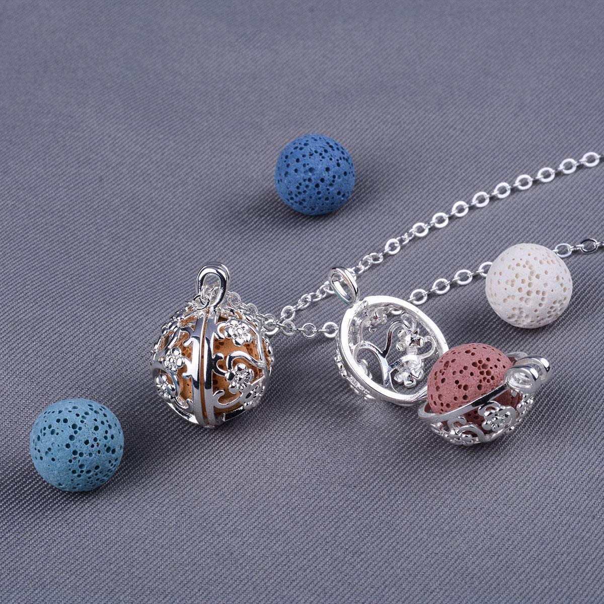 Wearer displaying the diffusing necklace