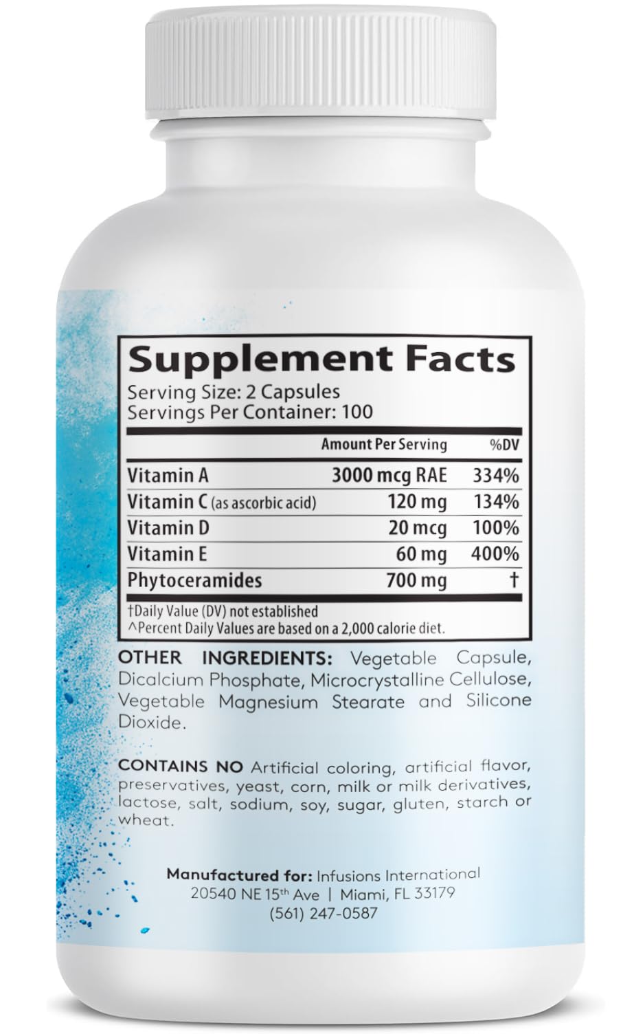 Close-up of Phytoceramides 700mg per serving label