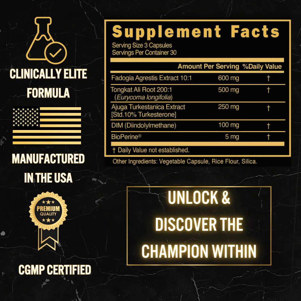 Infographic icon set for fadogia, tongkat ali, turkesterone ingredients