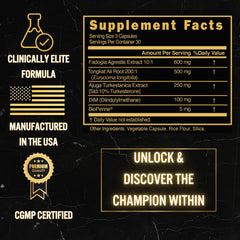 Infographic icon set for fadogia, tongkat ali, turkesterone ingredients