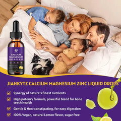 Label highlighting calcium, magnesium, zinc and vitamins