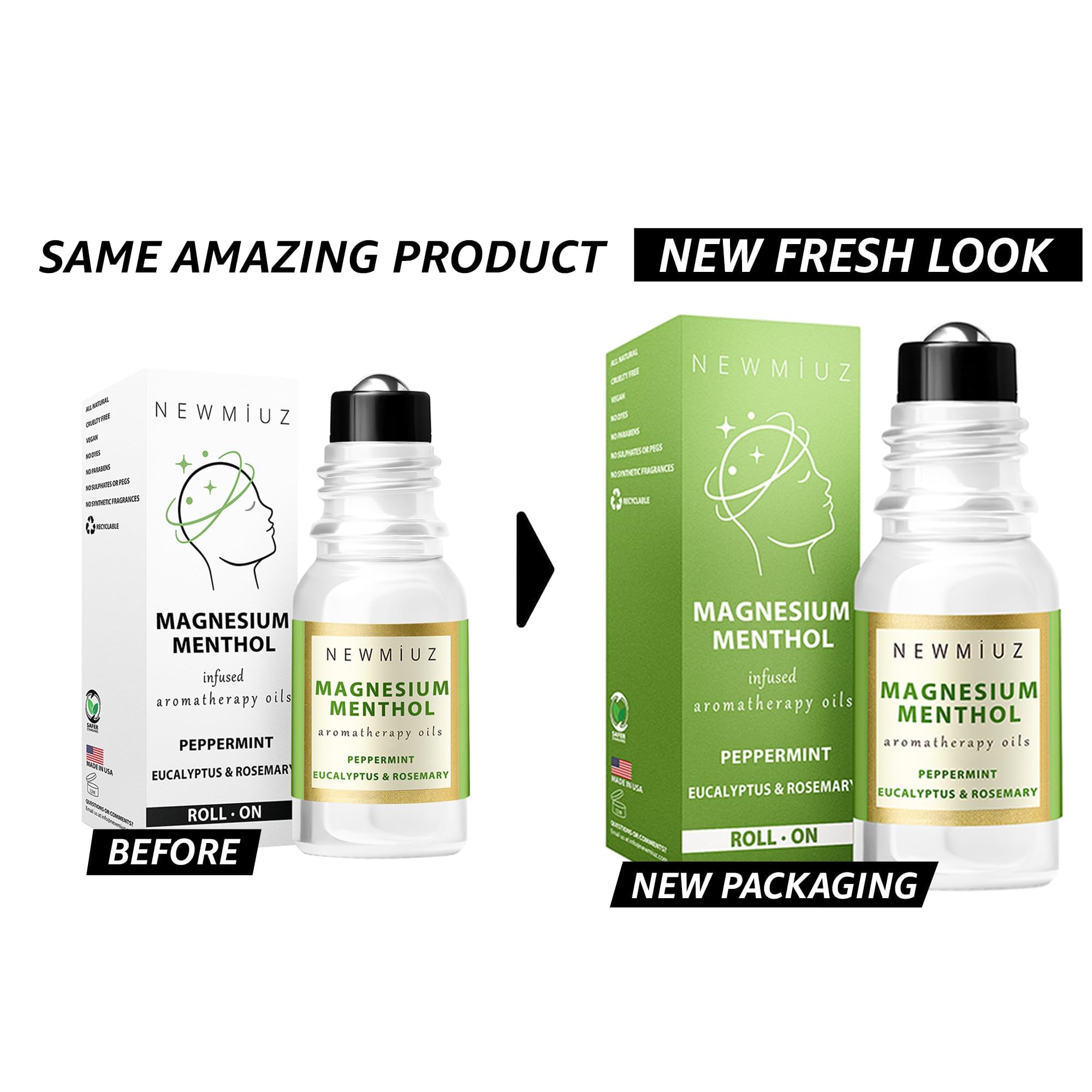 Ingredients list showing magnesium, peppermint, and eucalyptus