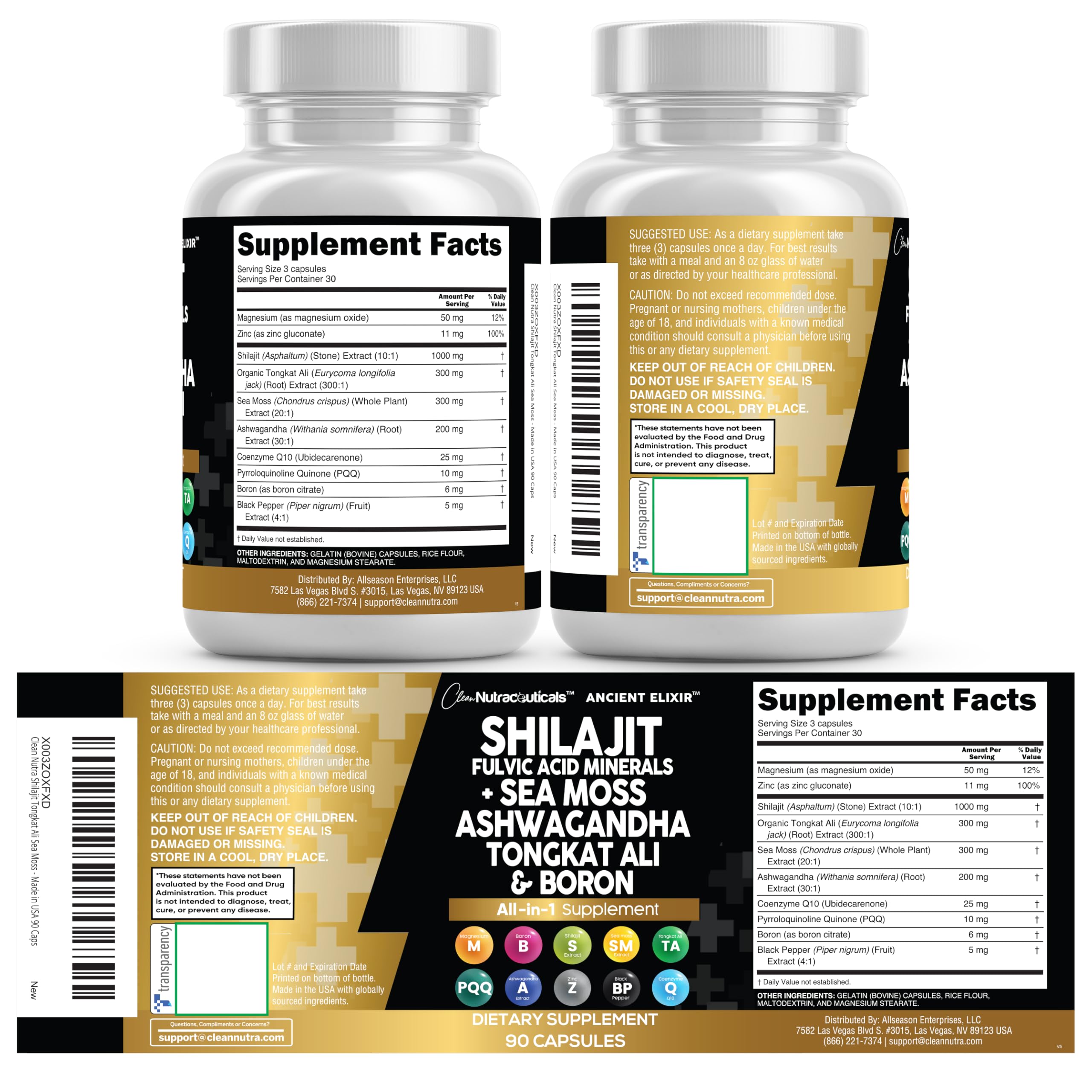 Nutritional labels and energy-support ingredients
