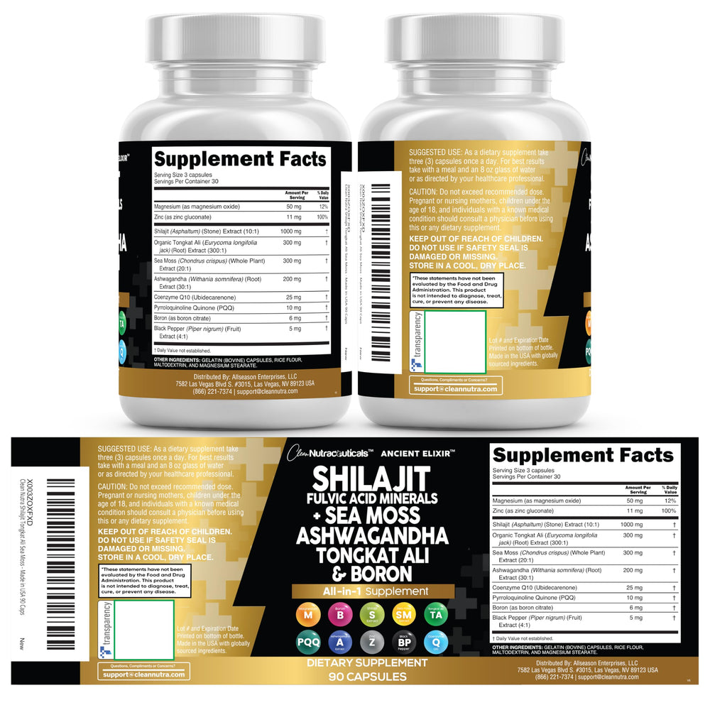 Nutritional labels and energy-support ingredients