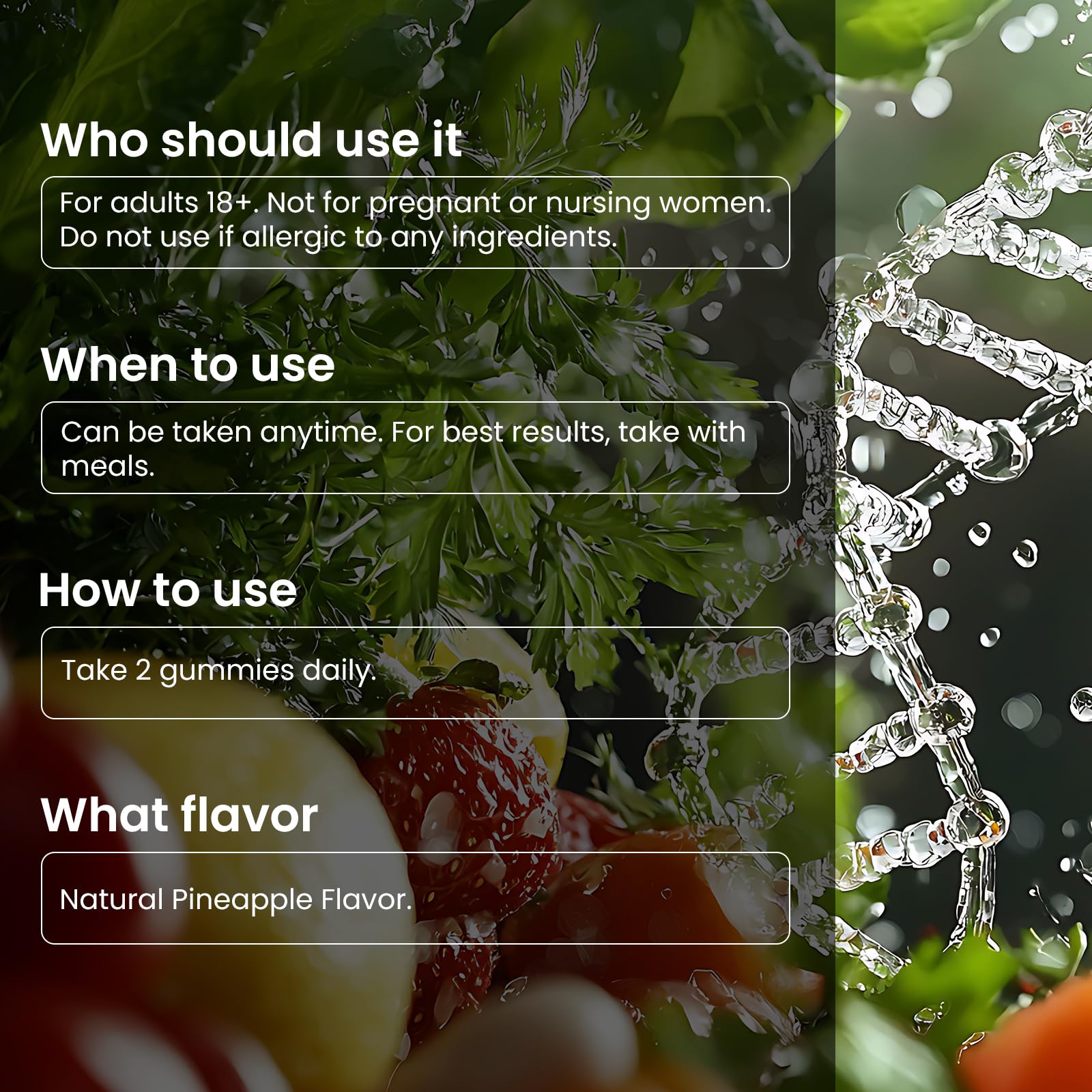 Ingredients panel with supplement facts