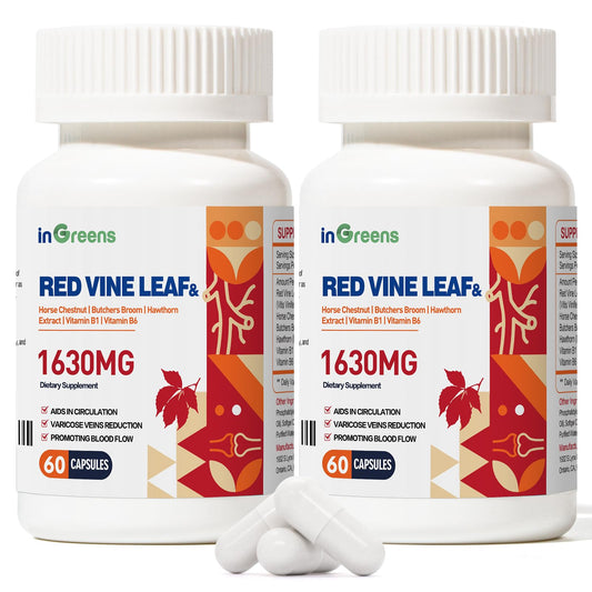 Product image: inGreens 1630mg Red Vine Leaf Extract with 4-herb blend