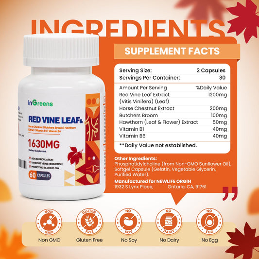 Capsules featuring red vine leaf extract and horse chestnut
