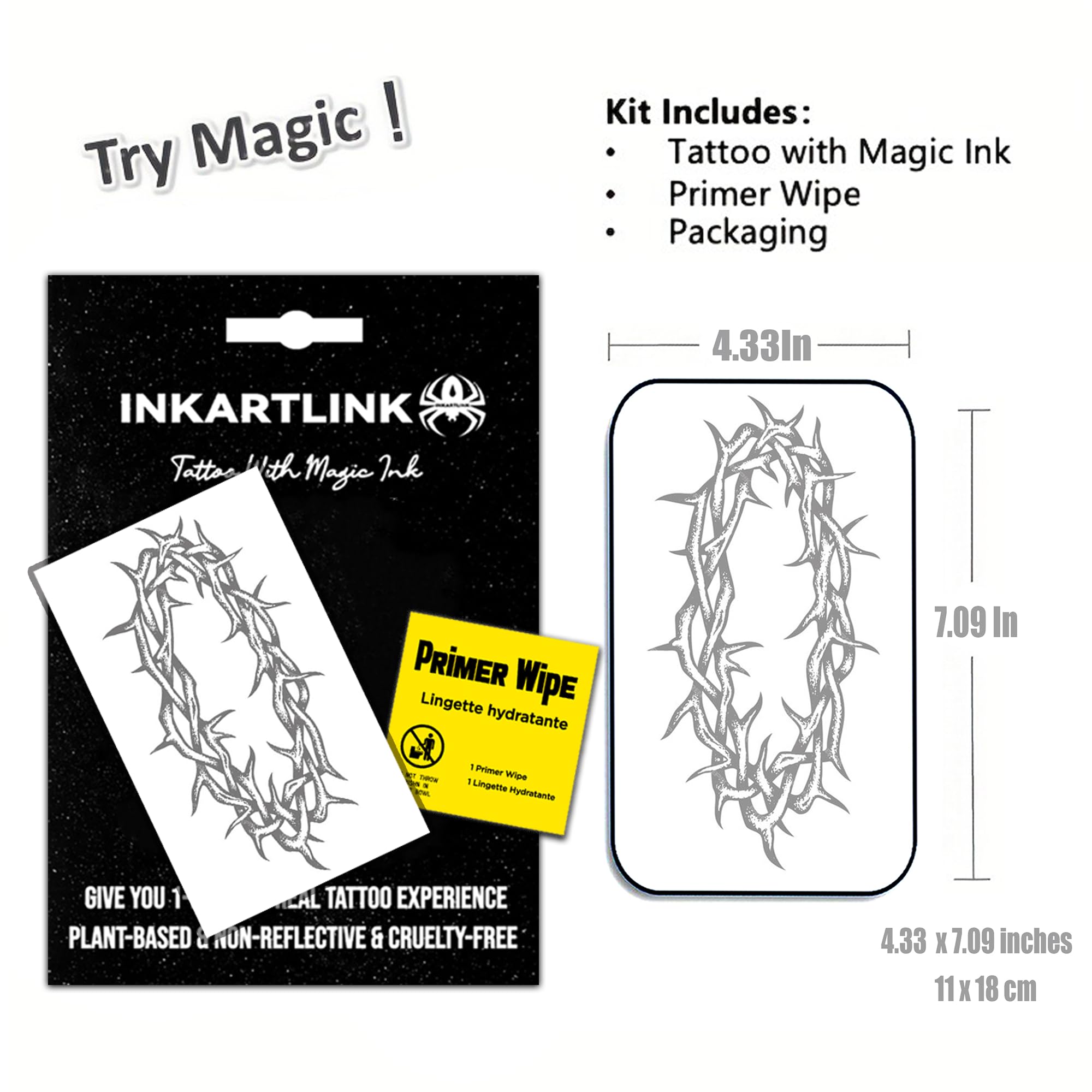 INKARTLINK arm tattoo Thorn 2 provides long-lasting color with comfortable wear.