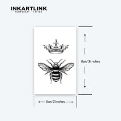 INKARTLINK Crown and Bee design on skin-ready sheet, easy to apply.