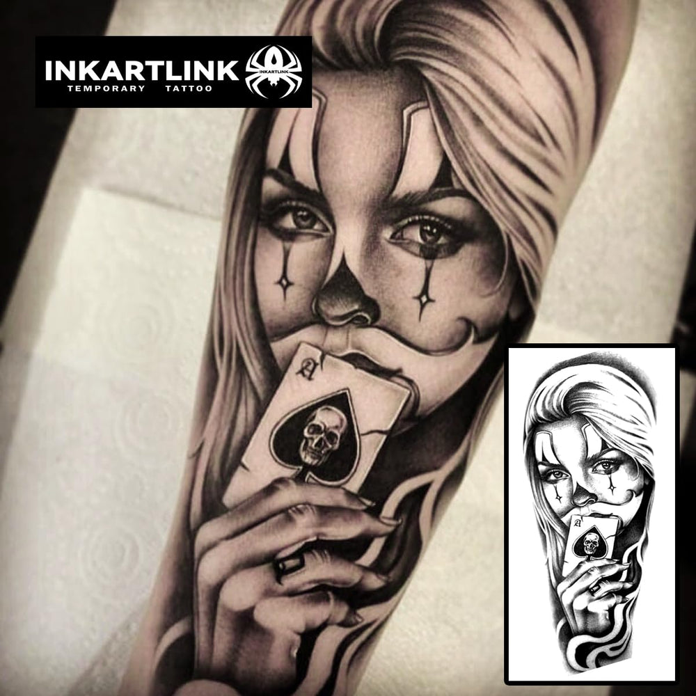 INKARTLINK Day of the Dead tattoo close-up showing realistic shading and crisp lines.
