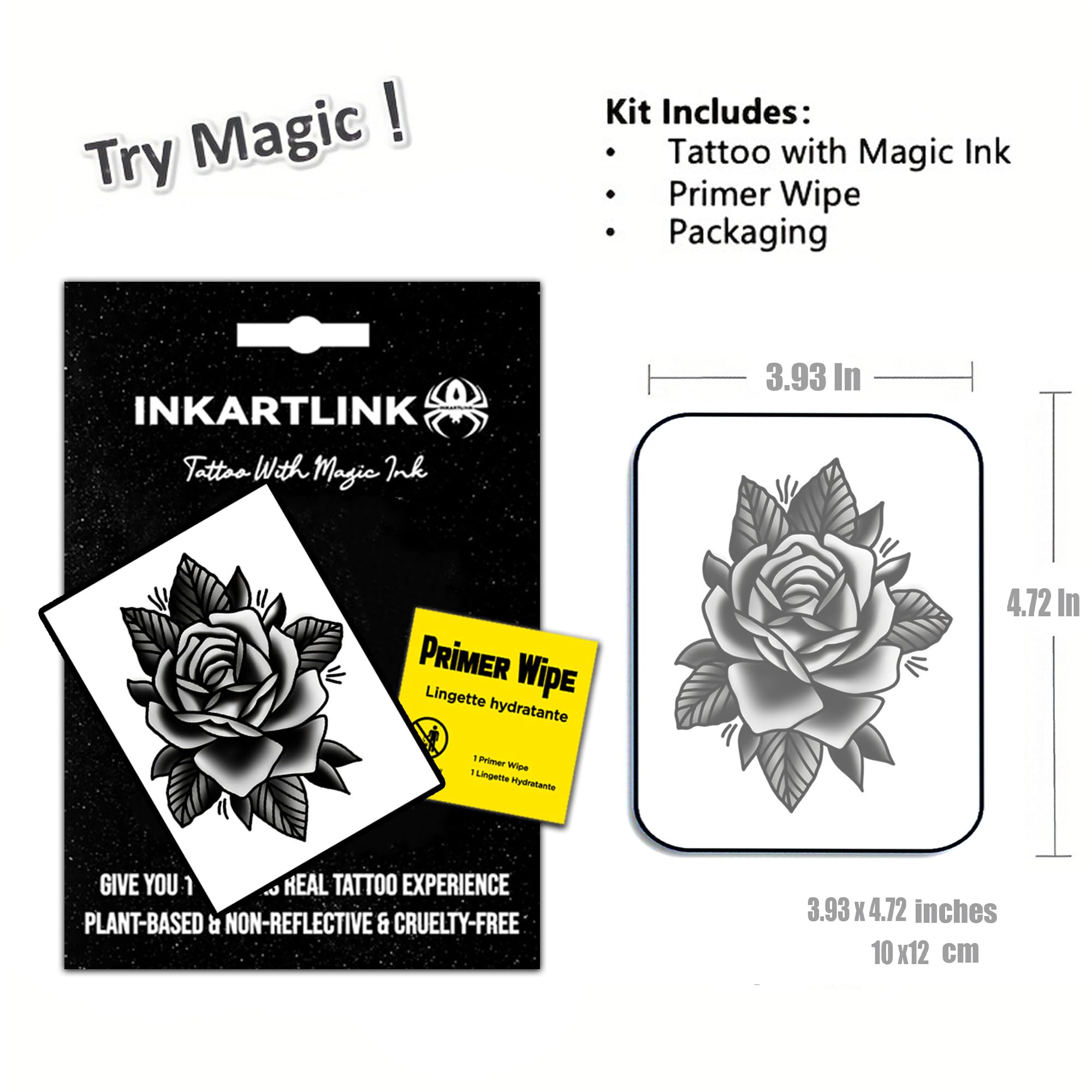INKARTLINK Flower-1 primer wipe demonstrates clean skin preparation for strong adhesion.