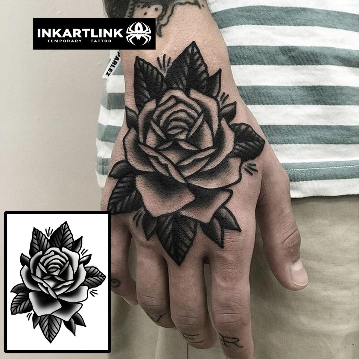 INKARTLINK Flower-1 tattoo application shows easy, mess-free placement.