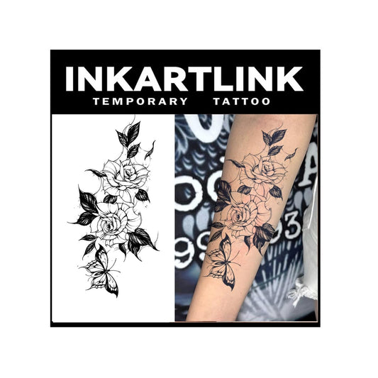 INKARTLINK flower design tattoo sheet – realistic, long-lasting body art.