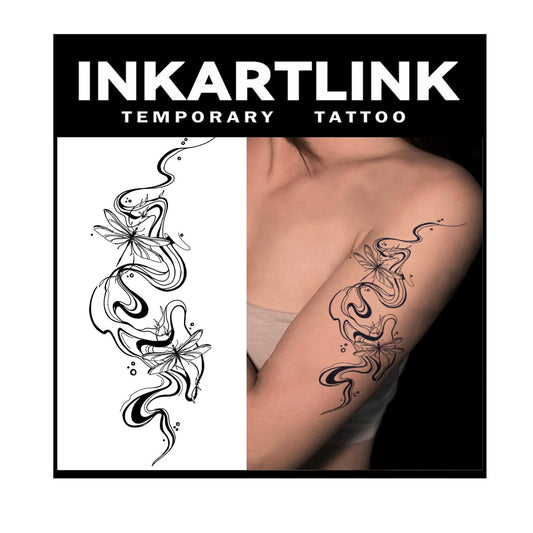 INKARTLINK Flower Ink design sheet 01 on skin, long-lasting semi-permanent tattoo.