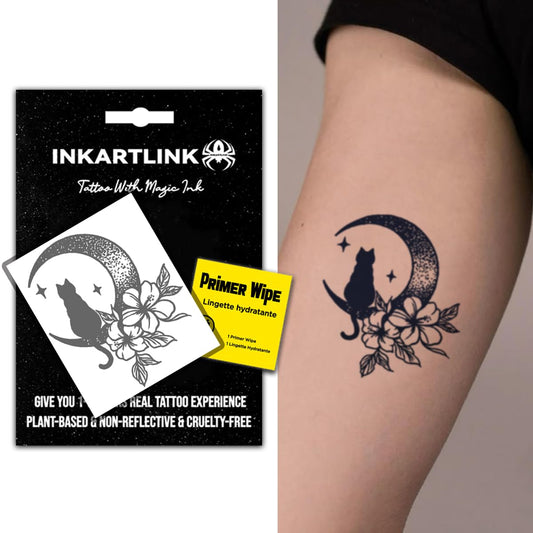 INKARTLINK Miss Cat tattoo—realistic cat design for durable, swim-ready style.