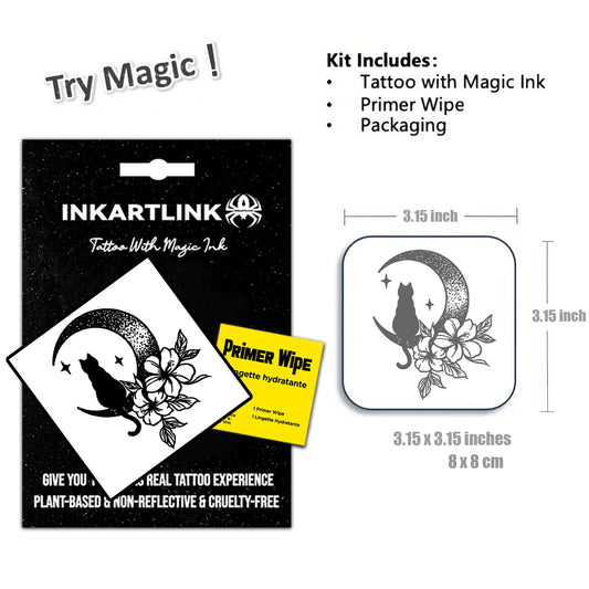 INKARTLINK Miss Cat tattoo—waterproof wear that lasts up to two weeks.