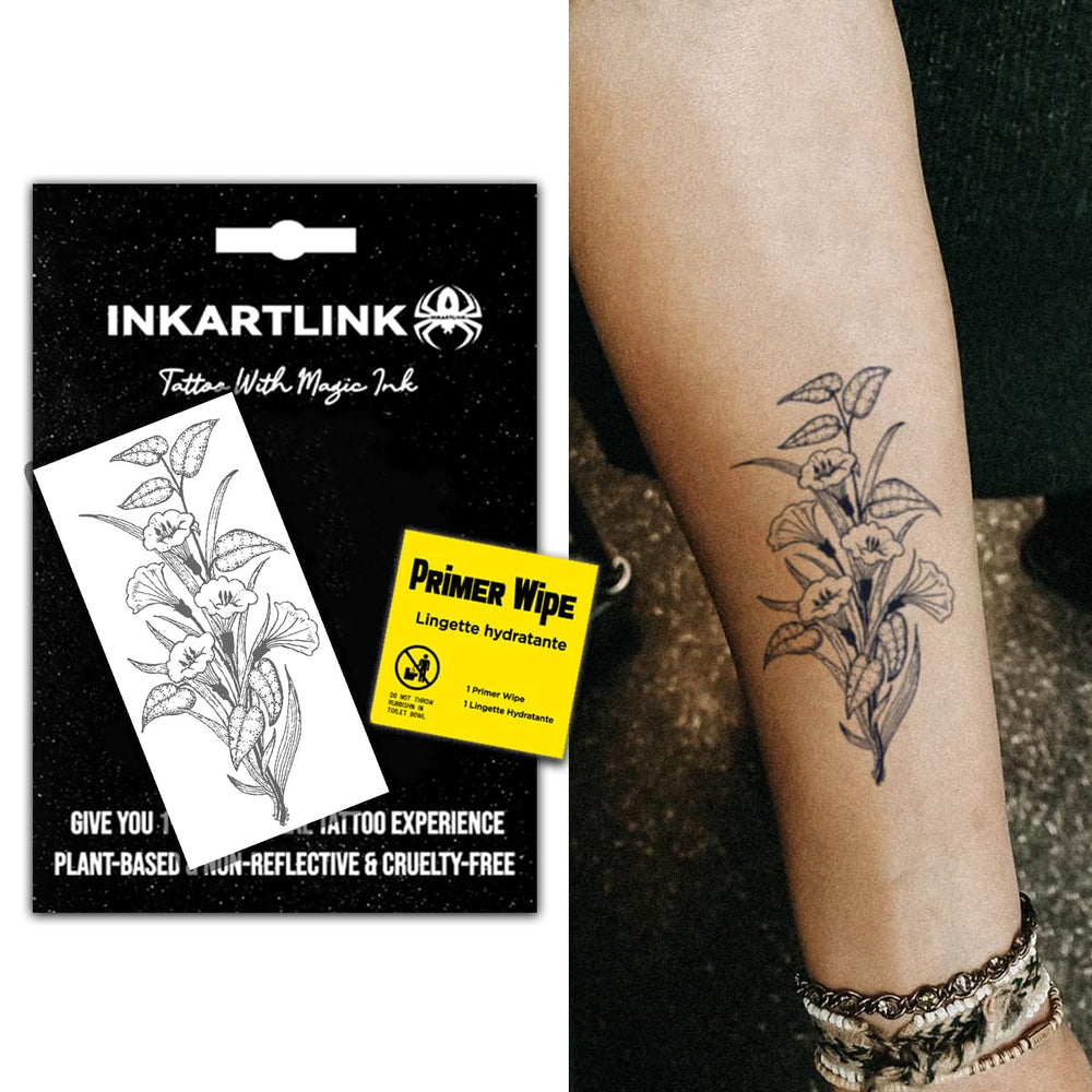 INKARTLINK Morning Flower tattoo showing realistic floral detail and matte finish for daily wear