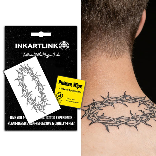 INKARTLINK neck tattoo Thorn 2 offers water-resistant wear for party-ready style.