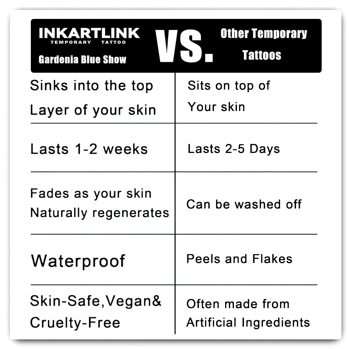 INKARTLINK No adhesive tattoo design applied smoothly and safely.