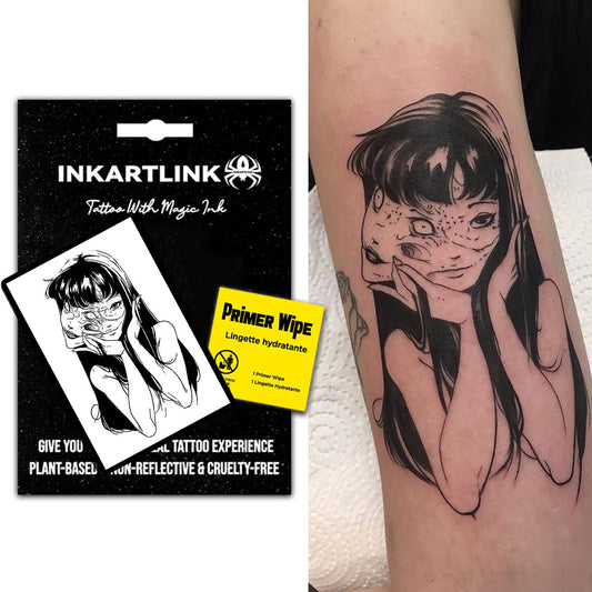 INKARTLINK primer wipe close-up prepares skin for durable temporary tattoos
