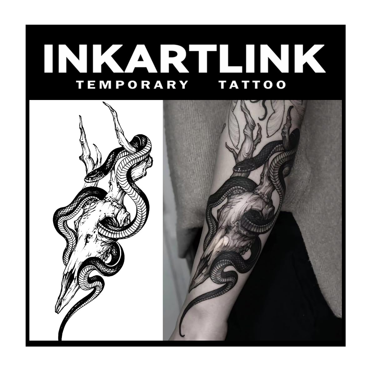 INKARTLINK snake design on large sheets for durable, water-resistant temporary art