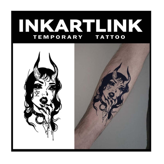 INKARTLINK Enchanting Demoness tattoo on skin for bold, long-lasting style.