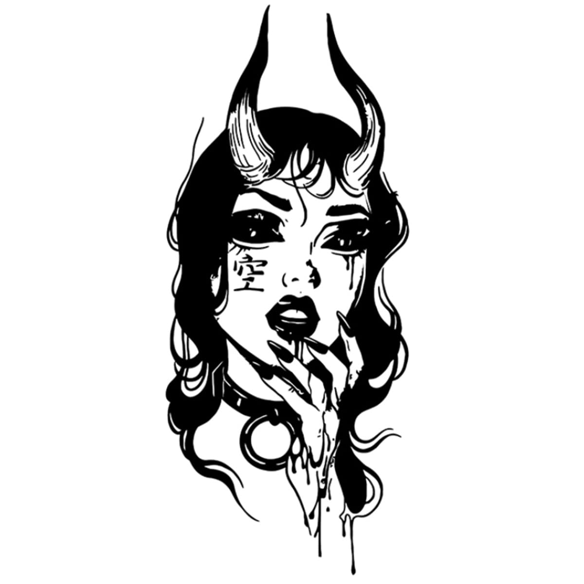INKARTLINK Tattoo Demoness sheet highlights easy application in 30 seconds.