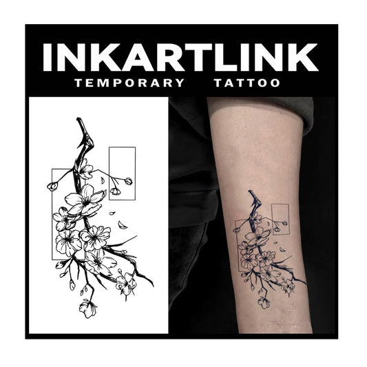 INKARTLINK flower detailed design on skin, long-lasting semi-permanent tattoo.