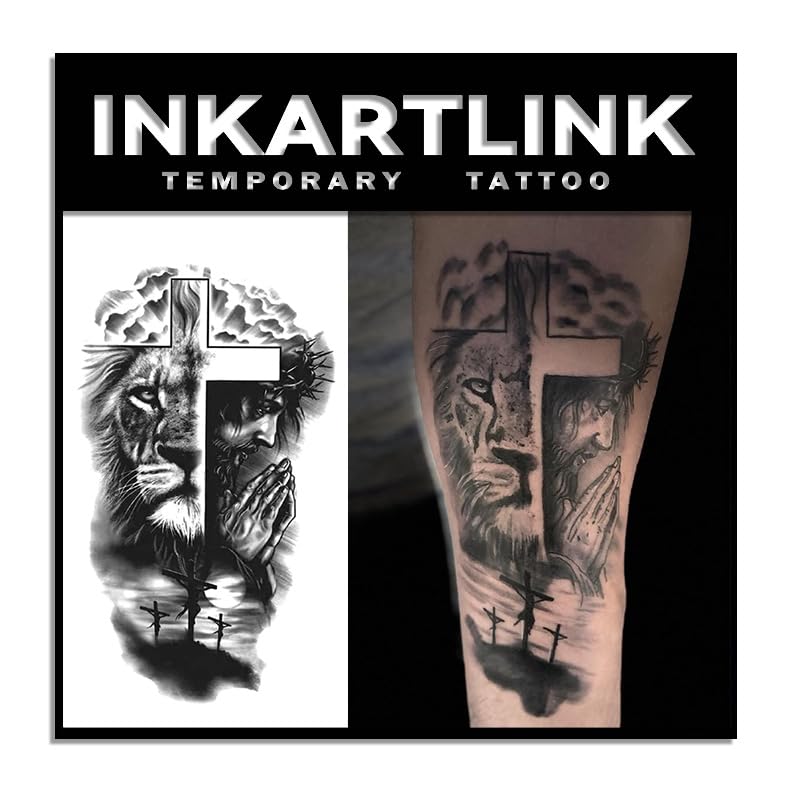 INKARTLINK Lion design tattoo with semi-permanent, waterproof finish for bold style