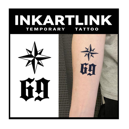 INKARTLINK Tattoo Tech 69-Stars design: realistic semi-permanent art that lasts 1–2 weeks.