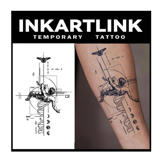 INKARTLINK descending angel design tattoo with a long-lasting semi-permanent finish