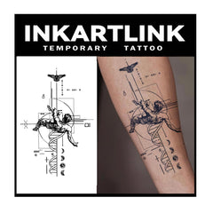 INKARTLINK descending angel design tattoo with a long-lasting semi-permanent finish