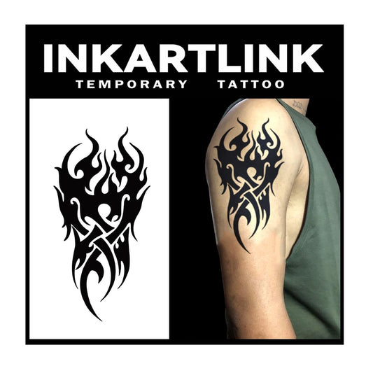 INKARTLINK Tattoo Tech Fire Totem design on skin shows realistic, long-lasting semi-permanent art.