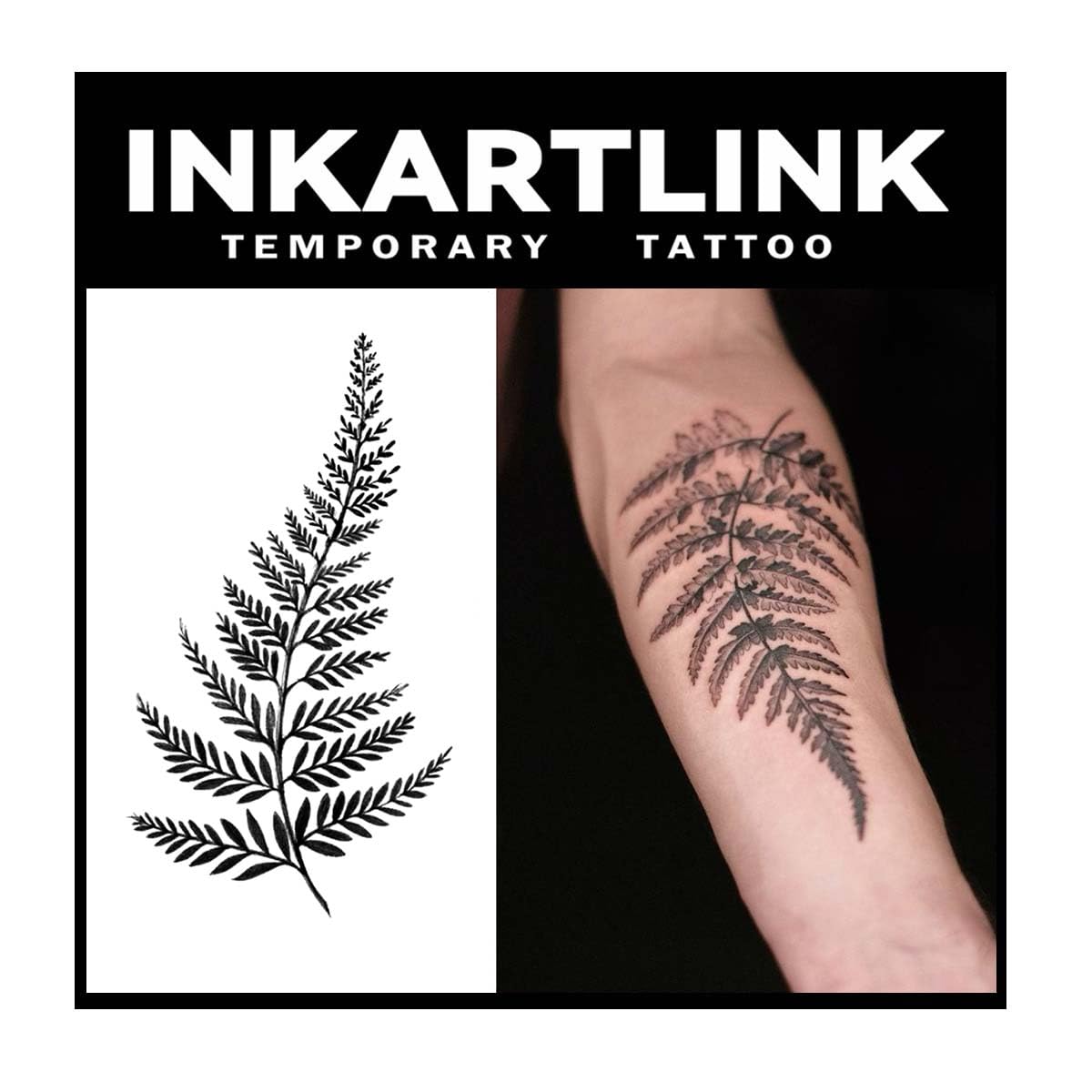 INKARTLINK Tattoo Tech flower big leaves design, ultra-realistic temporary tattoo for expressive style.