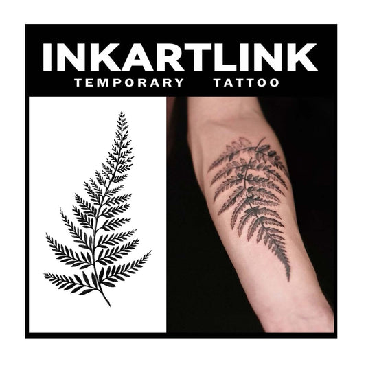INKARTLINK Tattoo Tech flower big leaves design, ultra-realistic temporary tattoo for expressive style.