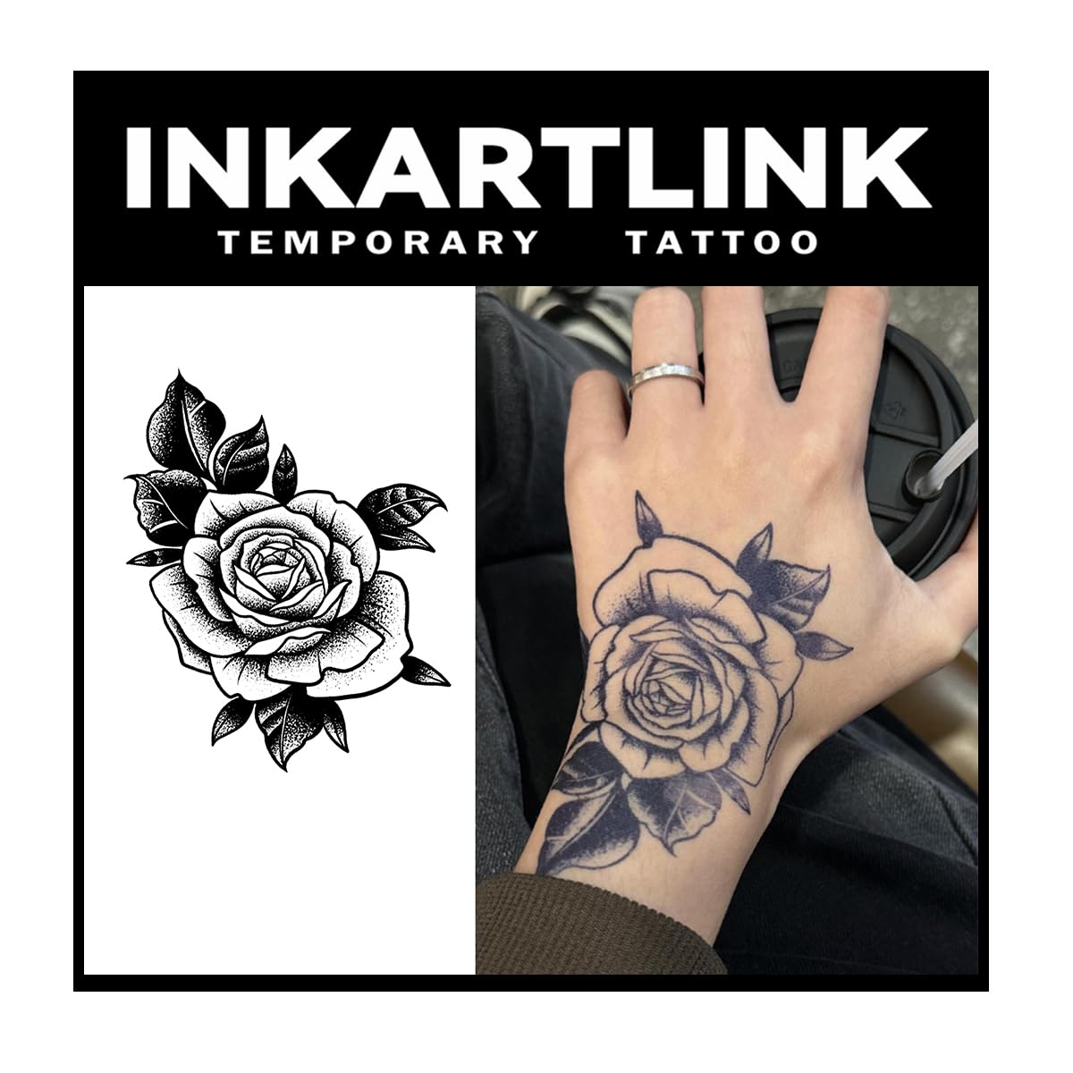 INKARTLINK Tattoo Tech flower design close-up shows a realistic, long-lasting look.